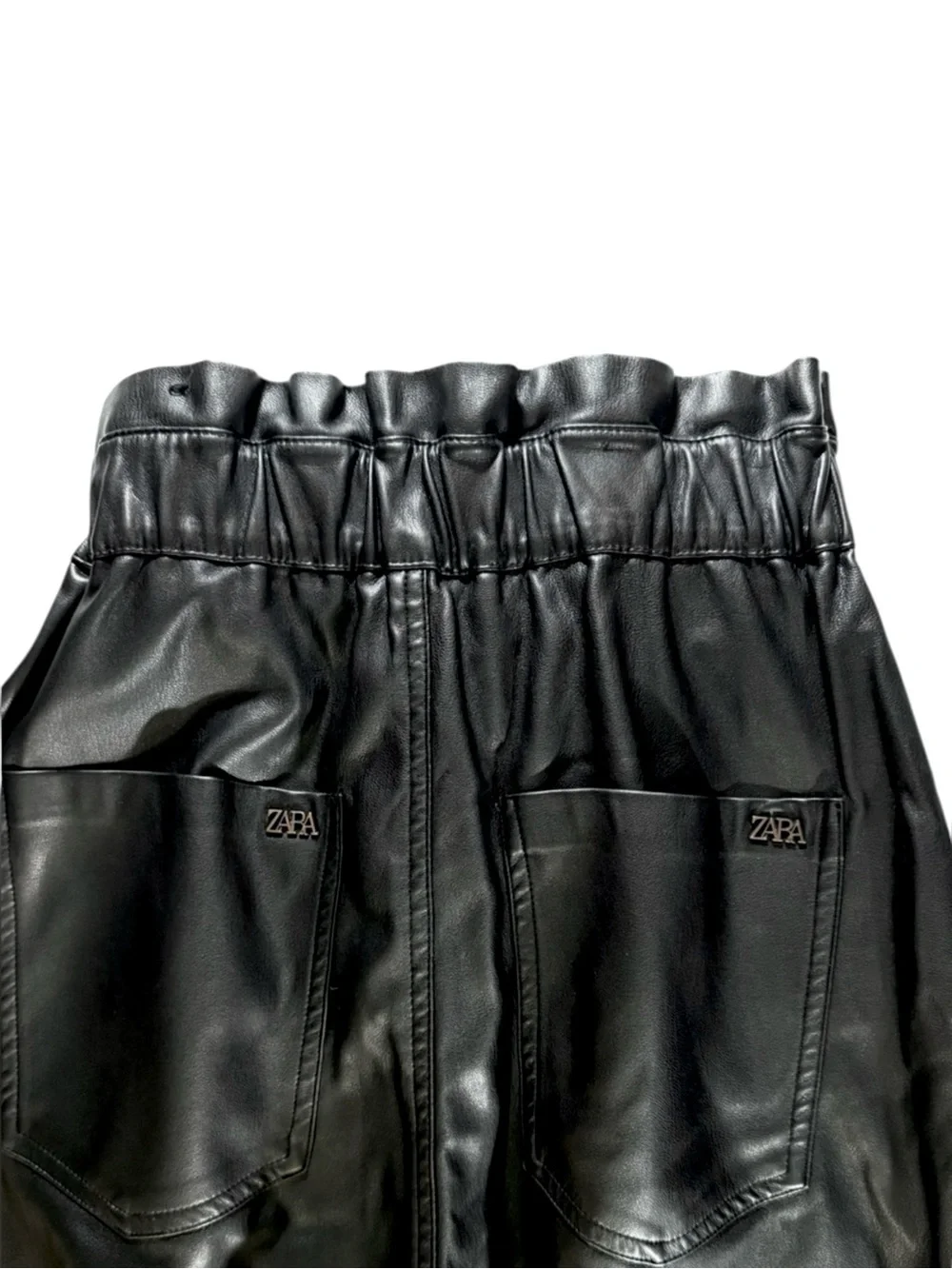 Zara Black Faux Leather Paperbag High Rise Size 0 XS